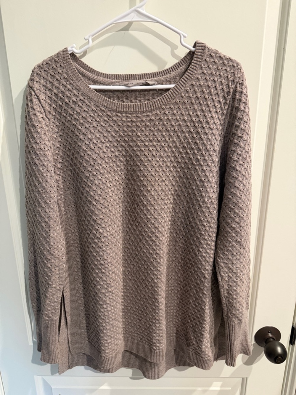 Athleta Textured Crewneck Sweater in Taupe